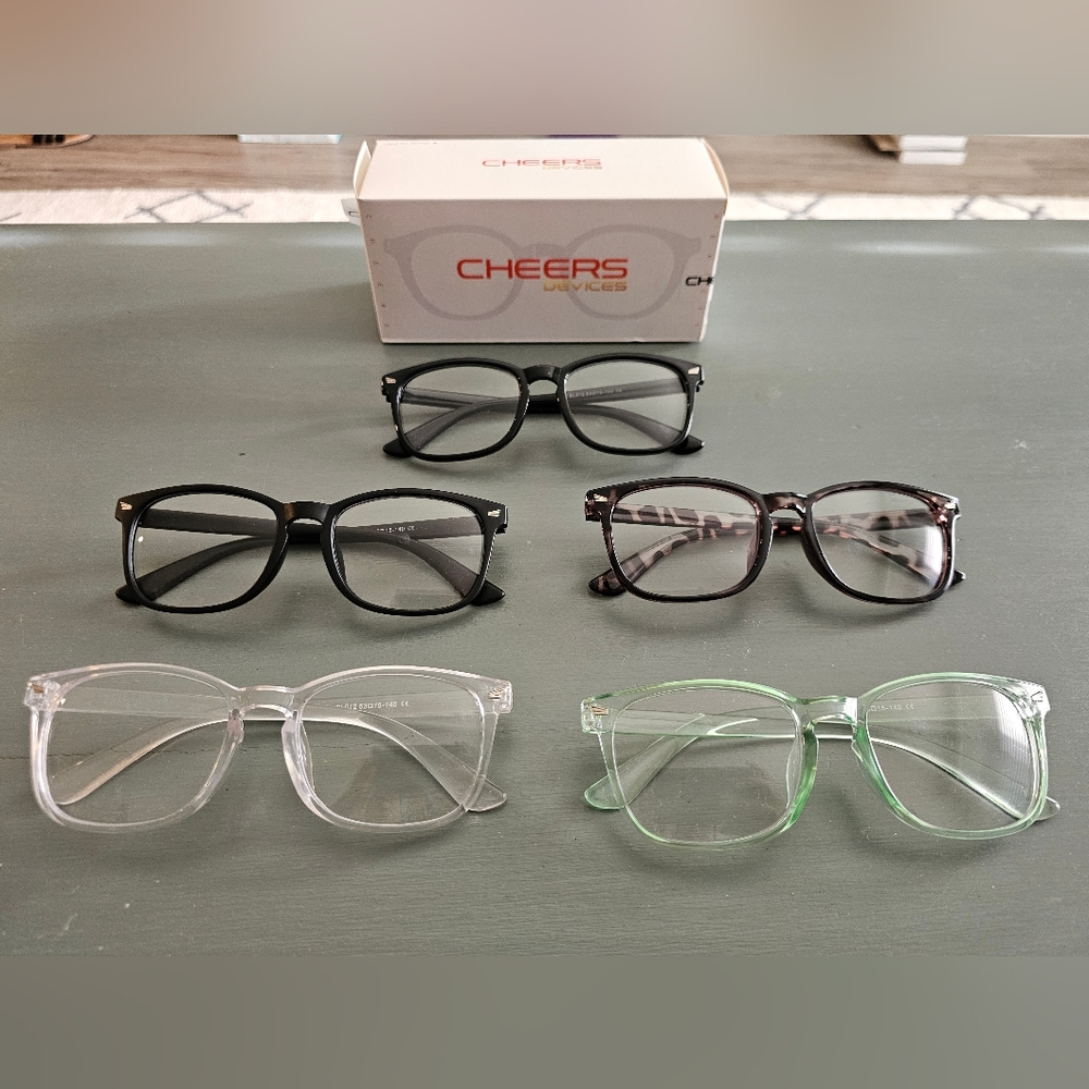 CHEERS DEVICES 5 Pack Reading Glasses Blue Light Blocking. Strength - .5X